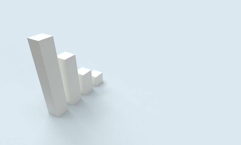a bar chart is shown on a blue background